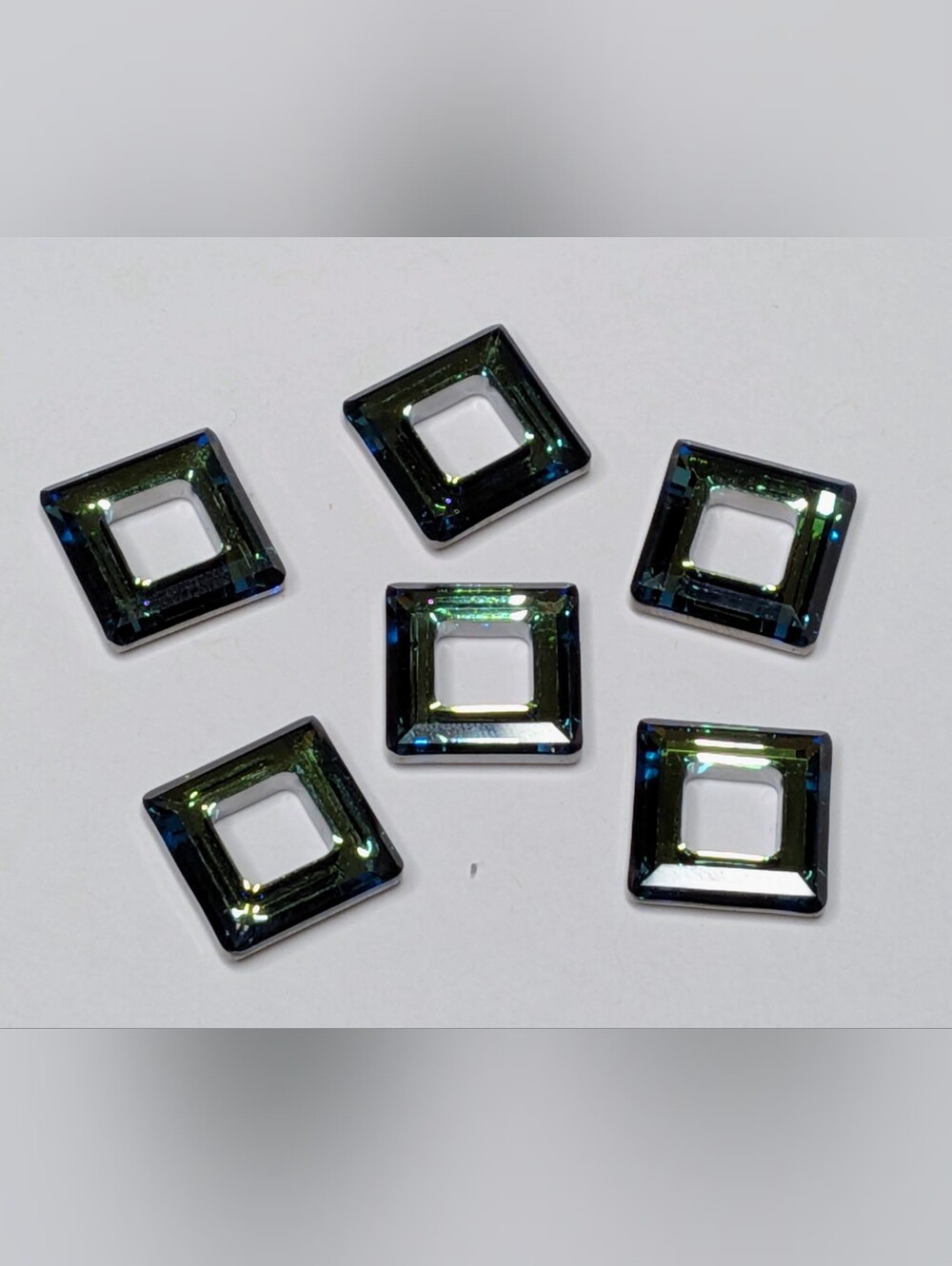 Retired Swarovski 4439 Square Ring 14mm Crystal Bermuda Blue Genuine Lot of 6